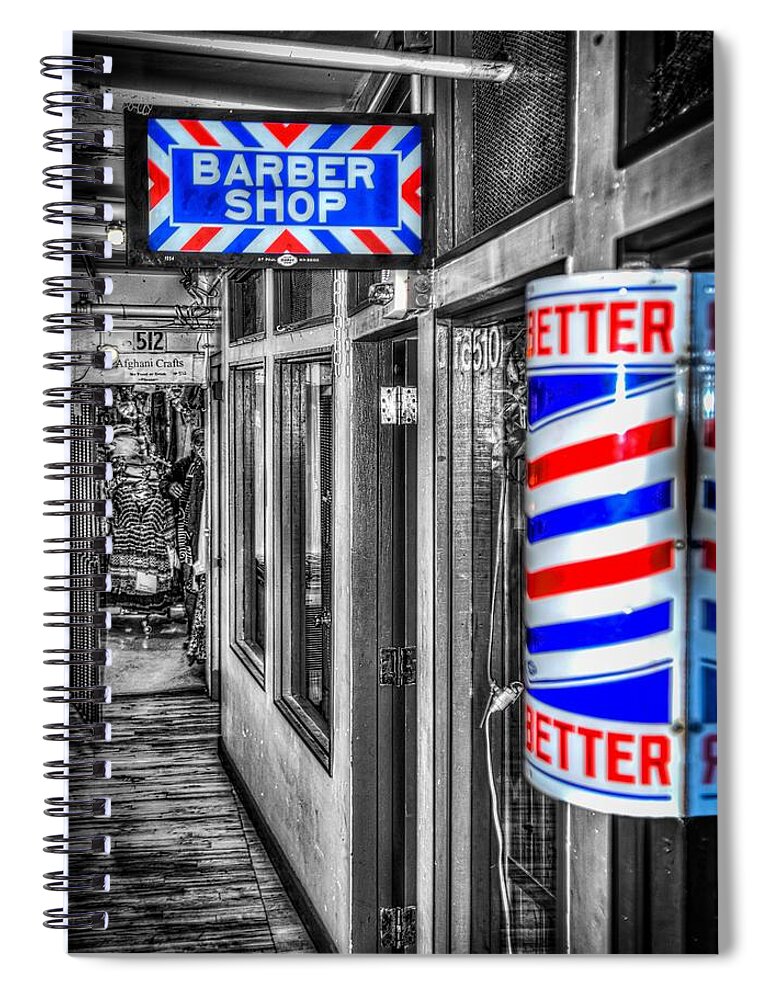 Pike Place Spiral Notebook featuring the photograph Pike Place Barber Shop by Spencer McDonald