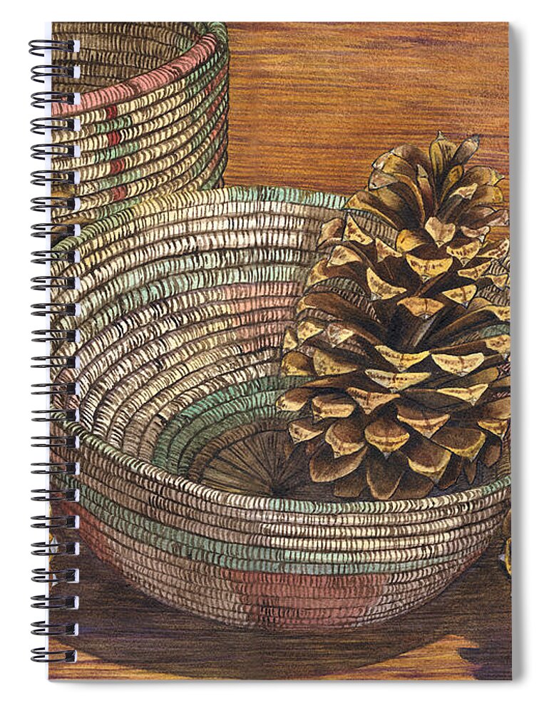 Pinecone Spiral Notebook featuring the painting Pinecones by Catherine G McElroy