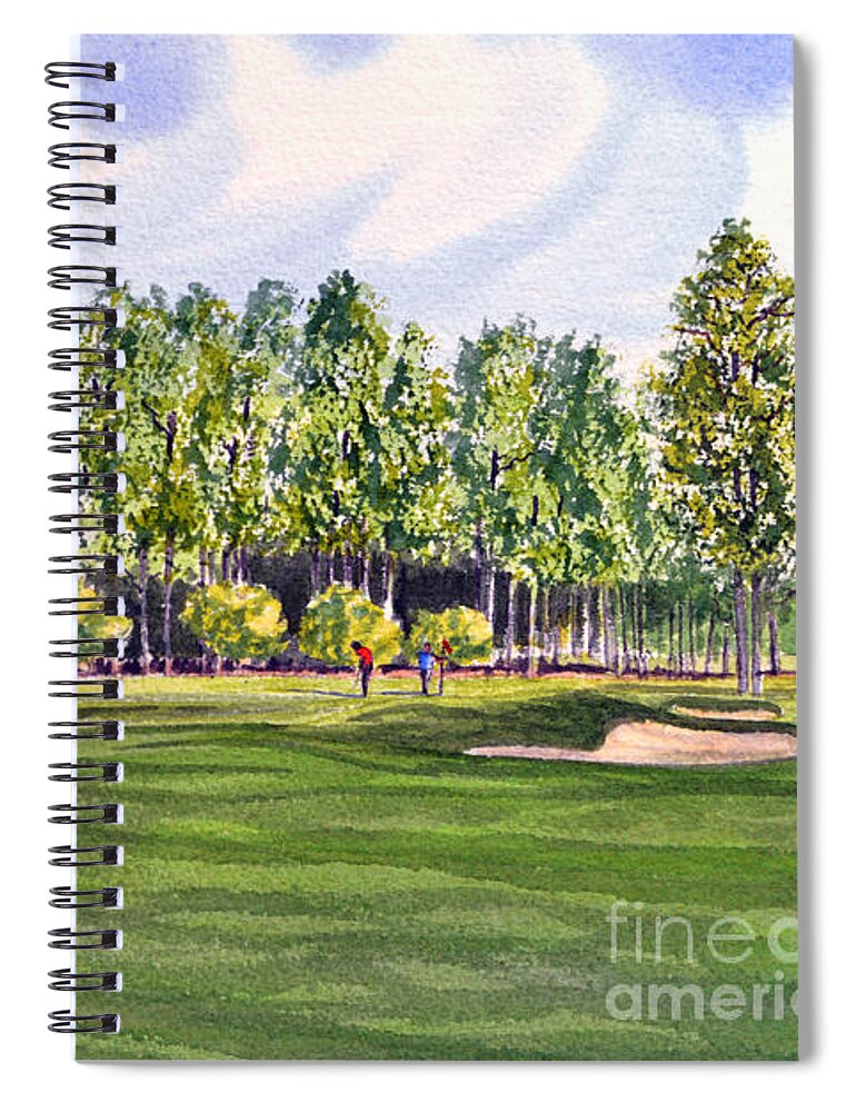 Golf Spiral Notebook featuring the painting Pinehurst Golf Course 17TH Hole by Bill Holkham