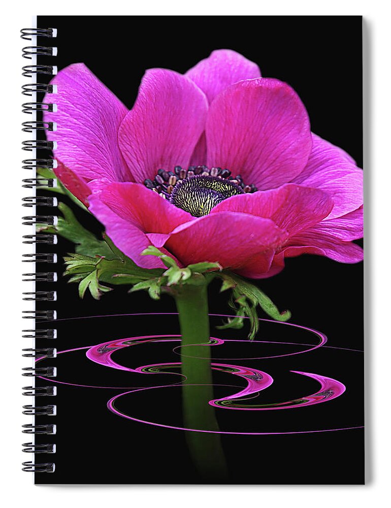 Pink Flower Spiral Notebook featuring the photograph Pink Anemone Whirl by Gill Billington