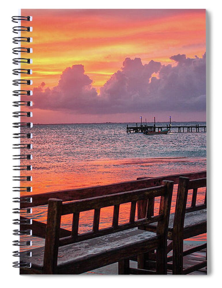 Sunset Spiral Notebook featuring the photograph Pink Fire Sunset by Becqi Sherman