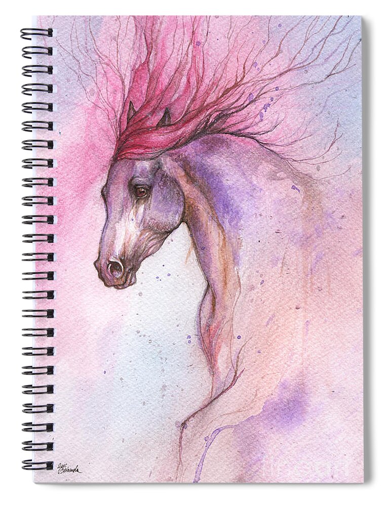 Horse Spiral Notebook featuring the painting Pink Flames 2016 01 08 by Ang El