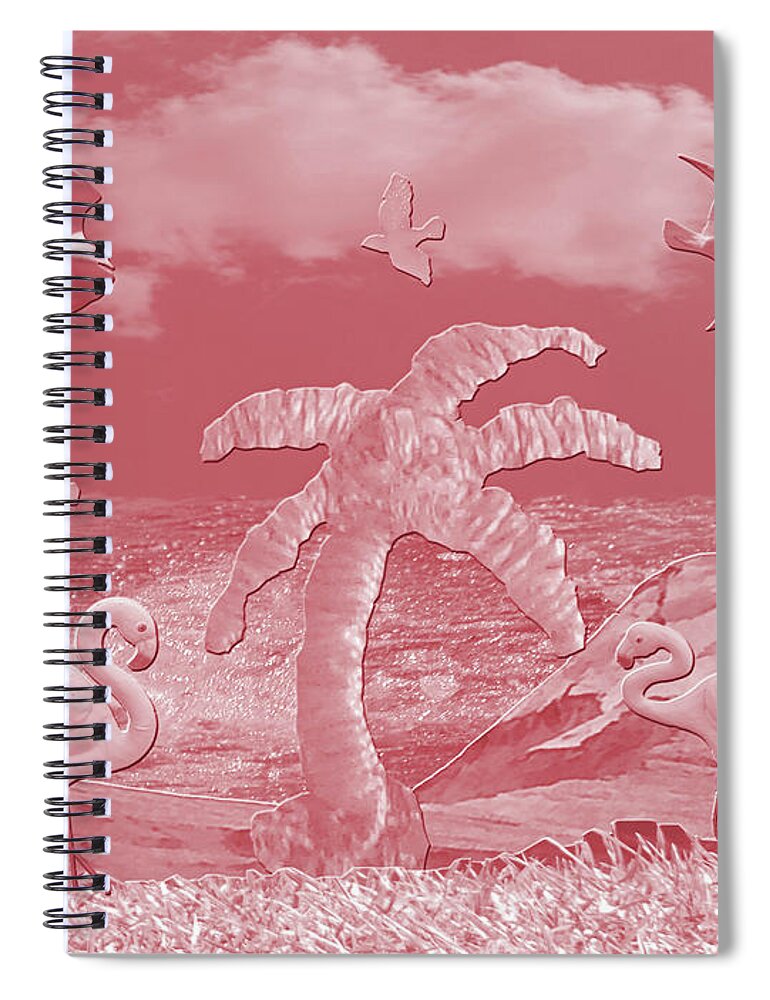 Pink Spiral Notebook featuring the photograph Pink Flamingo's Palms by Rockin Docks Deluxephotos