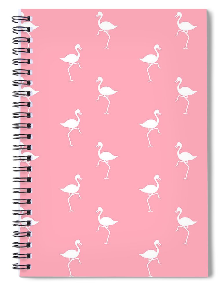 Flamingo Spiral Notebook featuring the mixed media Pink Flamingos Pattern by Christina Rollo