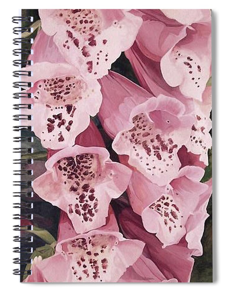 Garden Flower Spiral Notebook featuring the painting Pink Foxglove by Laurie Rohner