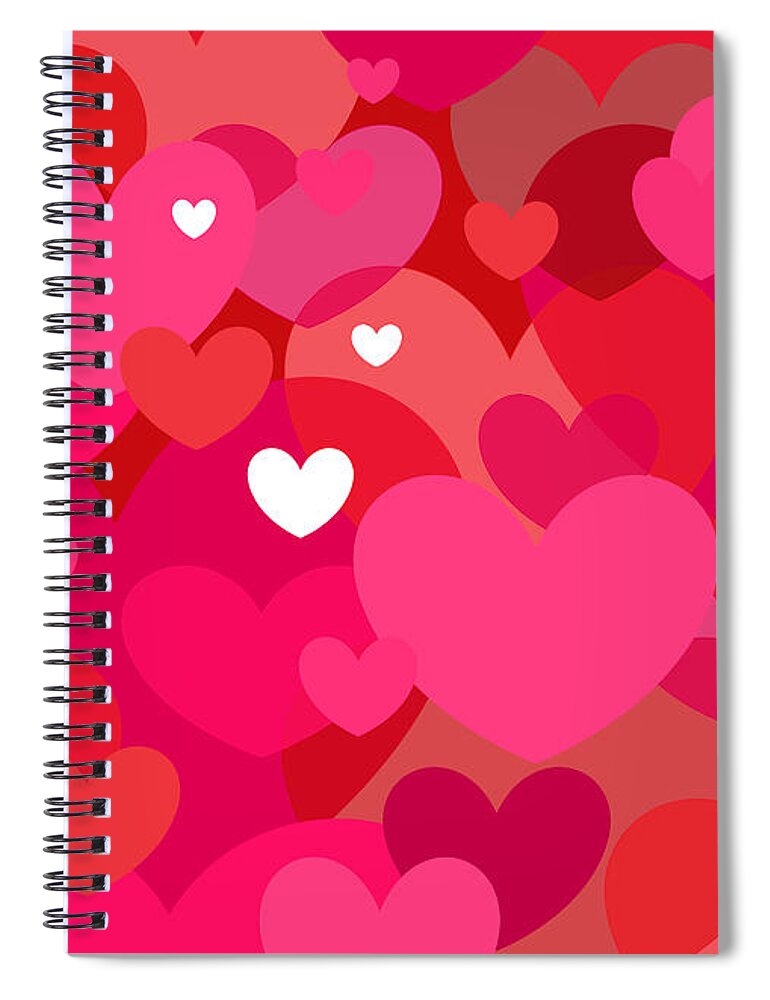 Pink Hearts Spiral Notebook featuring the digital art Pink Hearts by Val Arie