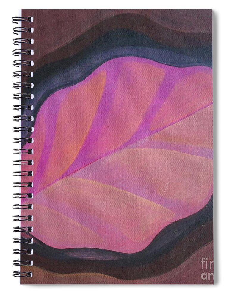 Pink Spiral Notebook featuring the painting Pink Leaf by Helena Tiainen