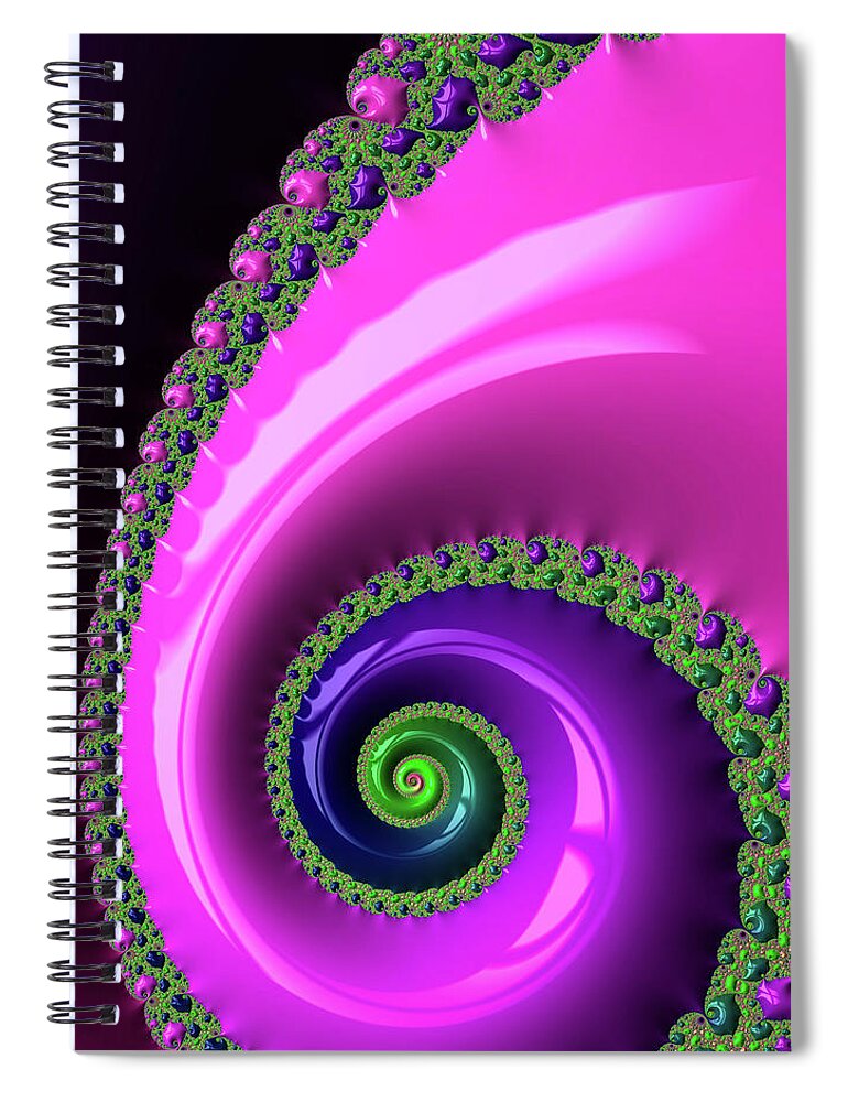 Spiral Spiral Notebook featuring the photograph Pink purple and green Fractal Spiral by Matthias Hauser