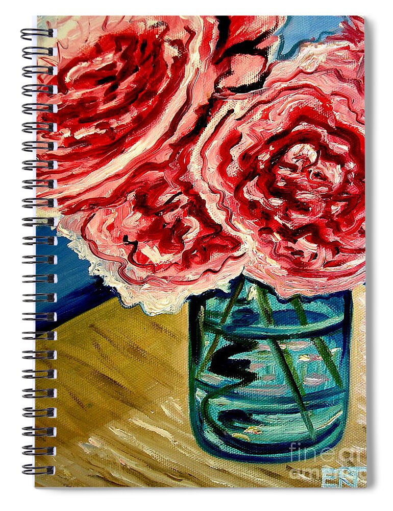 Floral Spiral Notebook featuring the painting Pink Ruffled Peonies by Elizabeth Robinette Tyndall