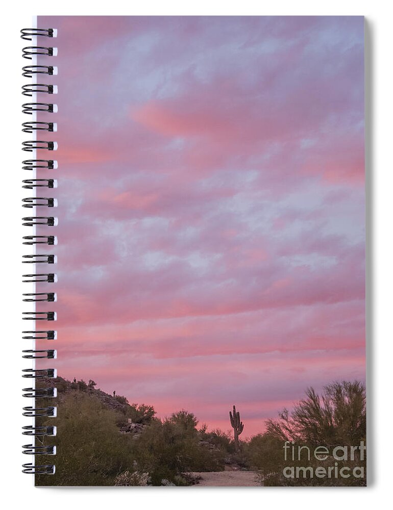 Sunset Spiral Notebook featuring the photograph Pink Sky Desert Sunset by Tamara Becker