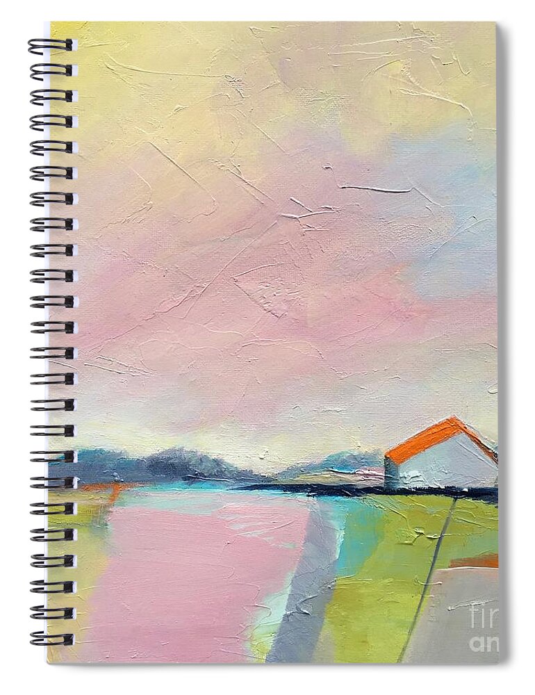 Sky. Landscape Spiral Notebook featuring the painting Pink Sky by Michelle Abrams