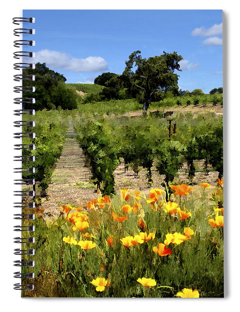 Vineyards Spiral Notebook featuring the photograph Pinot Noir and Poppies by Kurt Van Wagner