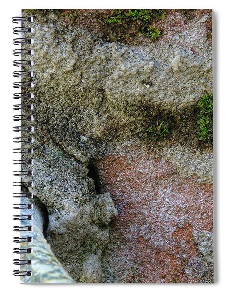 Aging Spiral Notebook featuring the photograph Pipe and Brick by Richard Rizzo