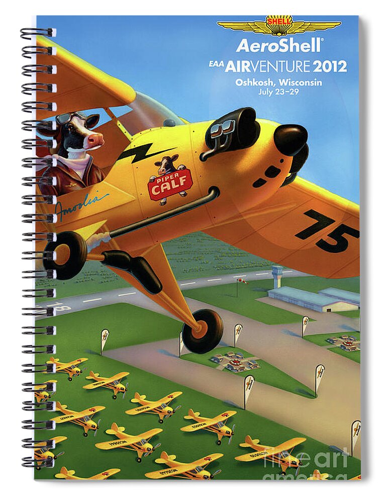 Piper Cub Plane Spiral Notebook featuring the painting Piper AirCraft Poster by Robin Moline