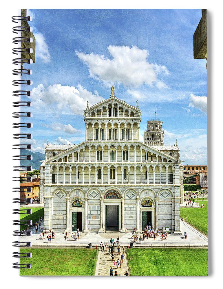 Pisa Spiral Notebook featuring the photograph Pisa - leaning tower behind duomo - vintage version by Weston Westmoreland