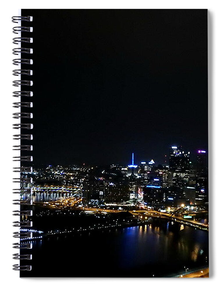 Pittsburgh By Night Spiral Notebook featuring the photograph Pittsburgh by Night by Dark Whimsy