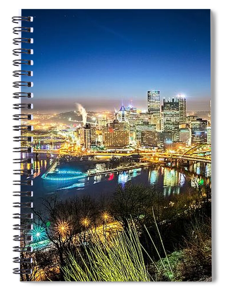 Sky Spiral Notebook featuring the photograph Pittsburgh Pennsylvanie City Skyline Early Morning by Alex Grichenko