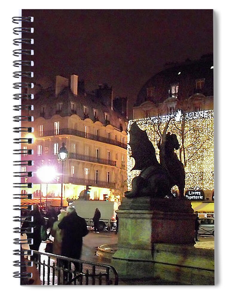 Paris Spiral Notebook featuring the photograph Place Saint-Michel by Felipe Adan Lerma