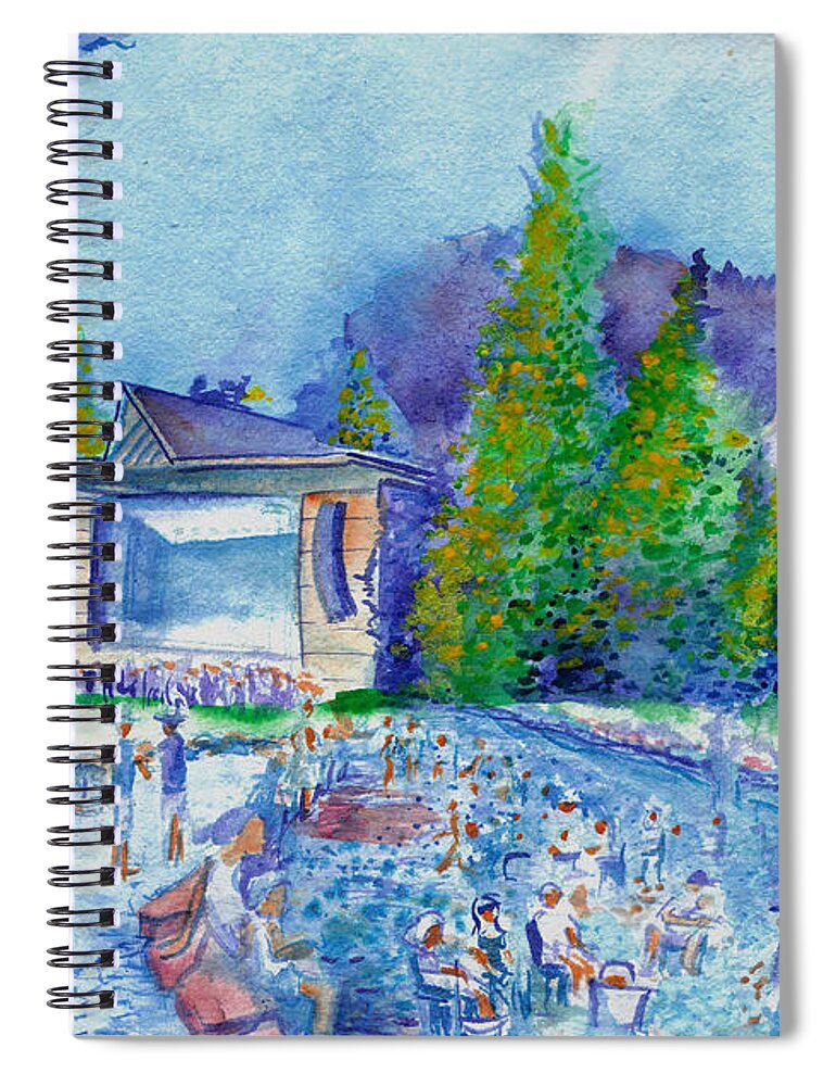 Planet Bluegrass Spiral Notebook featuring the painting Planet Bluegrass Lyons Colorado by David Sockrider