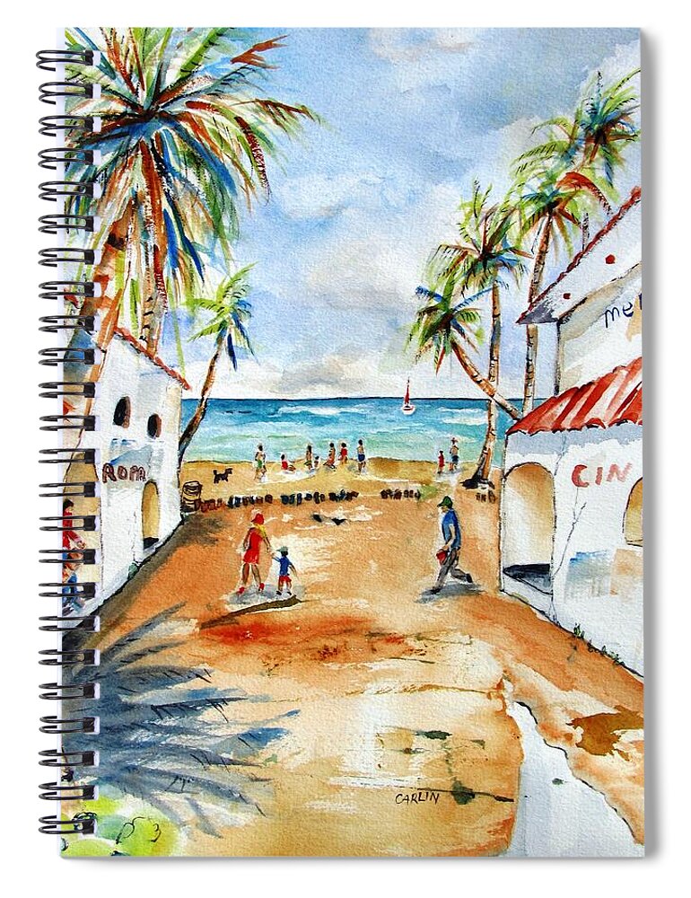 Playa Del Carmen Spiral Notebook featuring the painting Playa del Carmen by Carlin Blahnik CarlinArtWatercolor
