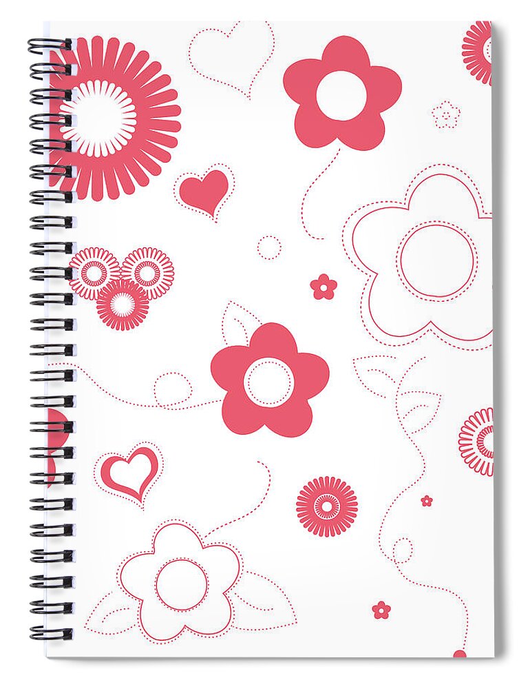 Abstract Spiral Notebook featuring the digital art Playful Flower Background by Serena King