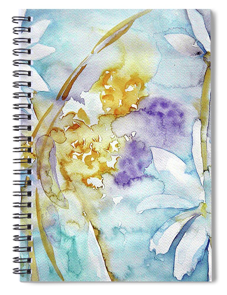  Flowers Spiral Notebook featuring the painting Playfulness by Jasna Dragun