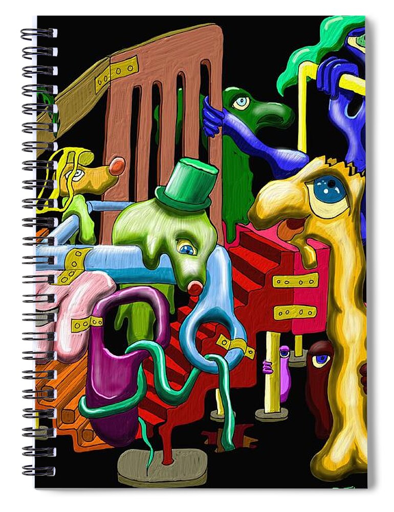 Psychedelic Spiral Notebook featuring the painting Playground by ThomasE Jensen