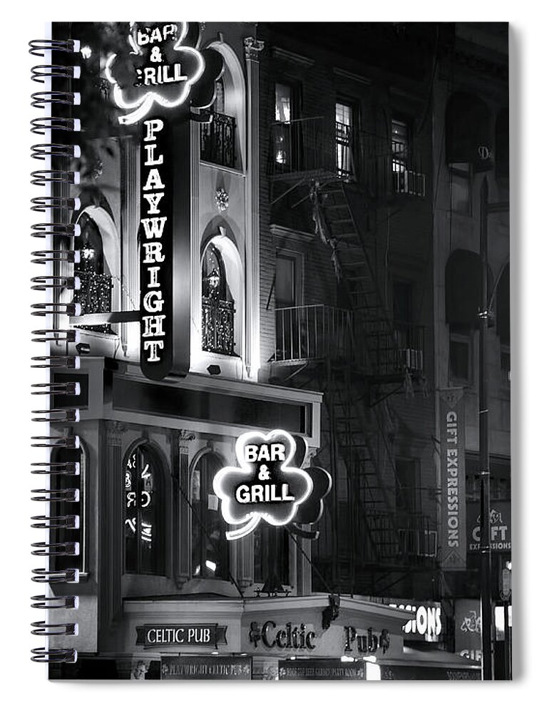 New York City Spiral Notebook featuring the photograph Playwright Celtic Pub by Mark Andrew Thomas