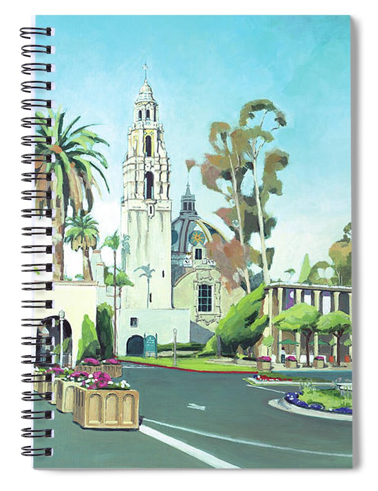Plaza De Panama Spiral Notebook featuring the painting Balboa Park San Diego California by Paul Strahm