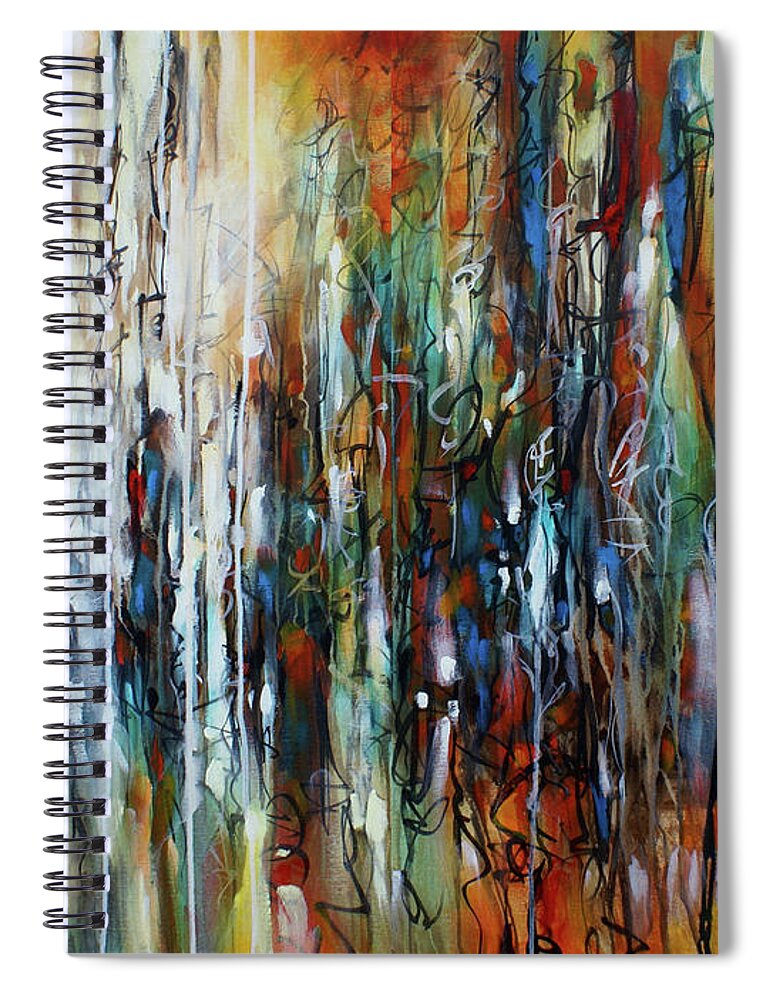 Abstract Spiral Notebook featuring the painting Pleasant Distractions by Michael Lang
