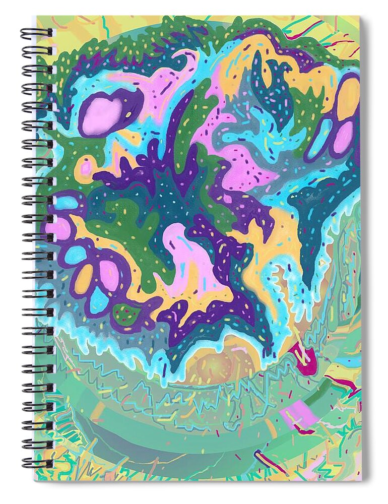 Pleasure Spiral Notebook featuring the digital art Pleasure Island by Julia Woodman