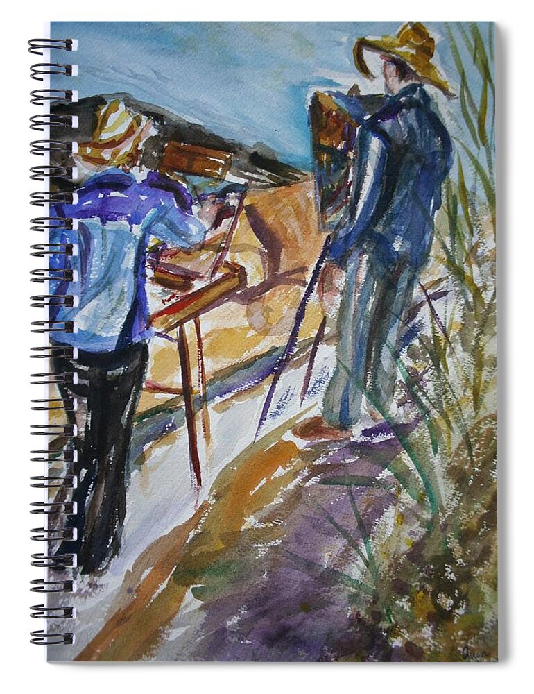 Impressionist Spiral Notebook featuring the painting Plein Air Painters - Original Watercolor by Quin Sweetman