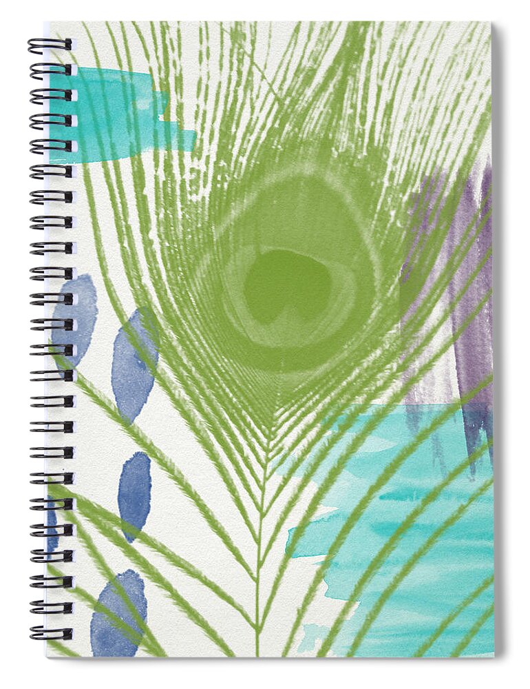 Peacock Spiral Notebook featuring the painting Plumage 4- Art by Linda Woods by Linda Woods
