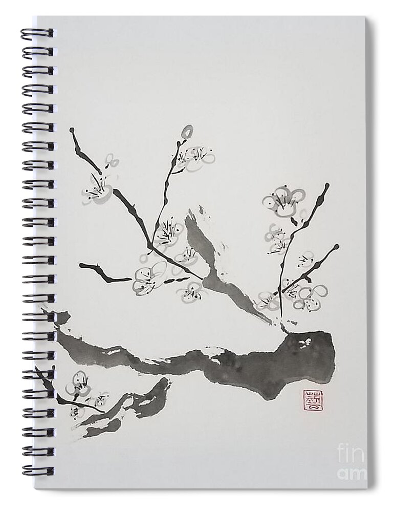 Sumi-e Spiral Notebook featuring the painting Plumb Old by Lisa Debaets