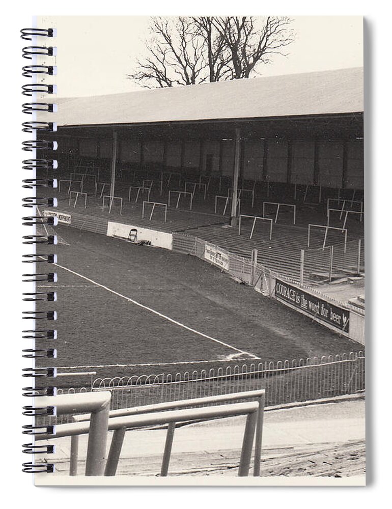 Spiral Notebook featuring the photograph Plymouth Argyle - Home Park - Devonport End 1 - BW - 1960s by Legendary Football Grounds