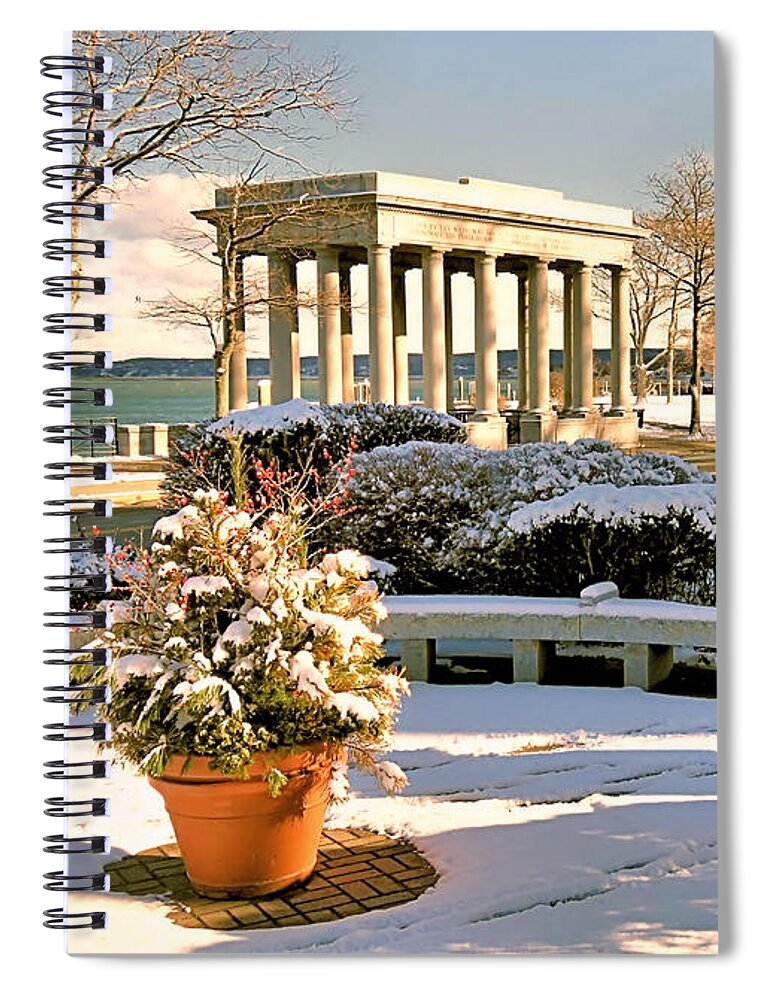 Plymouth Ma Spiral Notebook featuring the photograph Plymouth Waterfront in January by Janice Drew