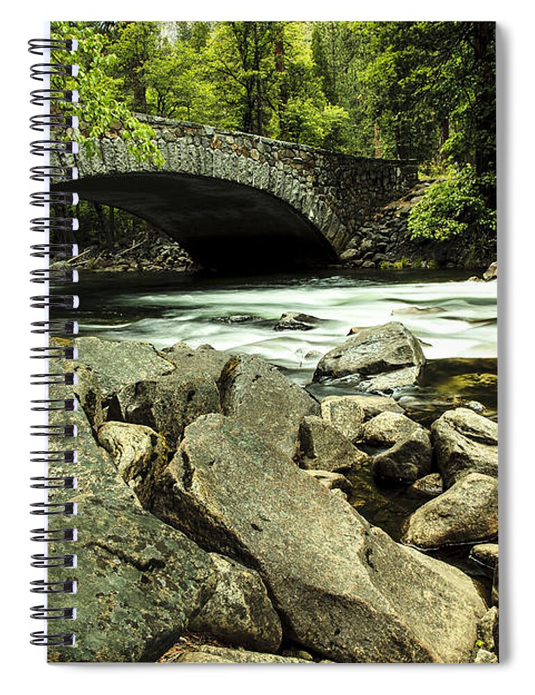 Pohono Bridge Spiral Notebook featuring the photograph Pohono Bridge Yosemite by Ben Graham