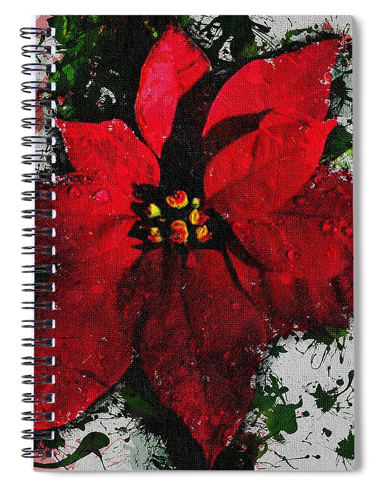 Poinsettia Spiral Notebook featuring the digital art Poinsettia by Charlie Roman
