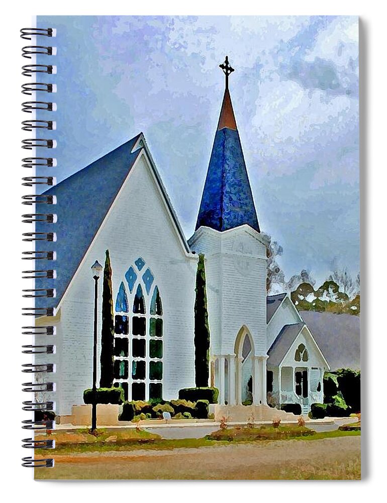 Church Spiral Notebook featuring the painting Point Clear Alabama St. Francis Church by Michael Thomas