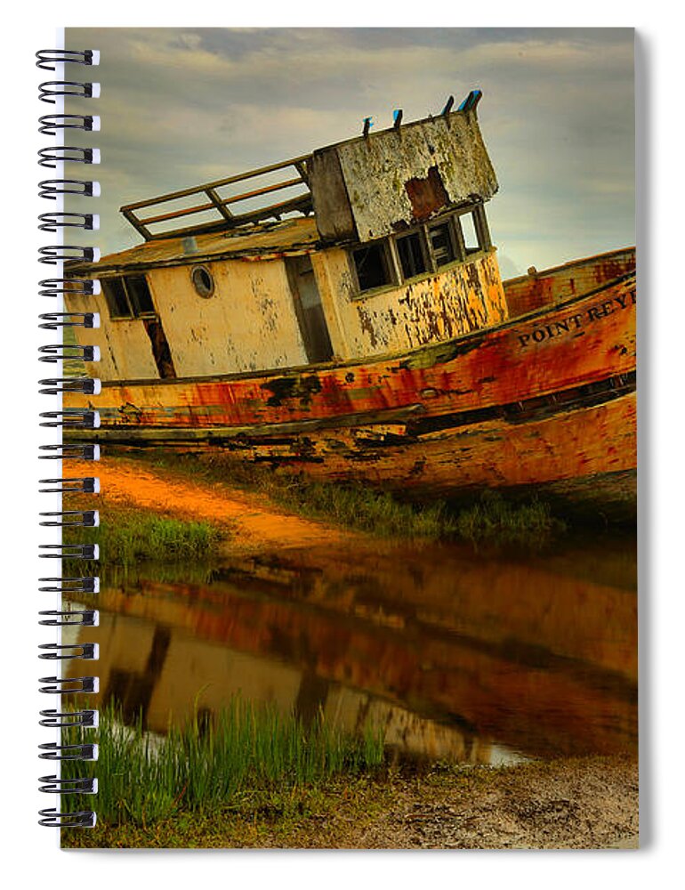 Boat Spiral Notebook featuring the photograph Point Reyes Shipwreck by Adam Jewell