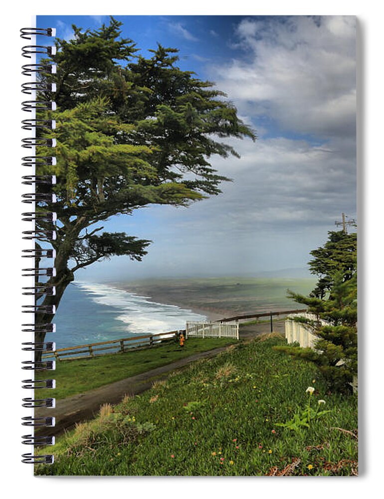 Point Reyes Spiral Notebook featuring the photograph Point Reyes Windblown Cypress by Adam Jewell