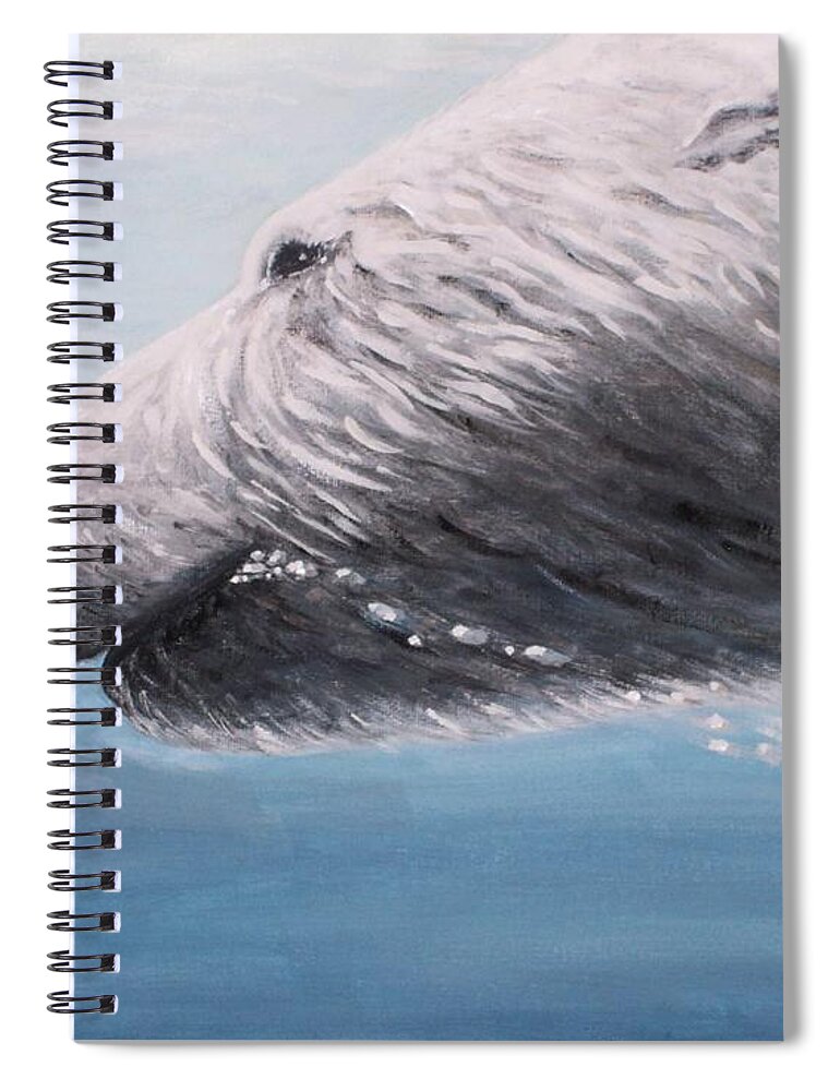 Polar Spiral Notebook featuring the painting Polar Bear Splash by Judy Kirouac
