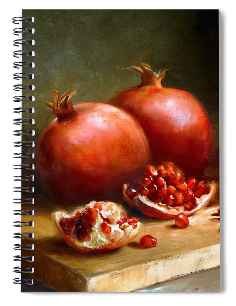 Pomegranates Spiral Notebook featuring the painting Pomegranates by Robert Papp