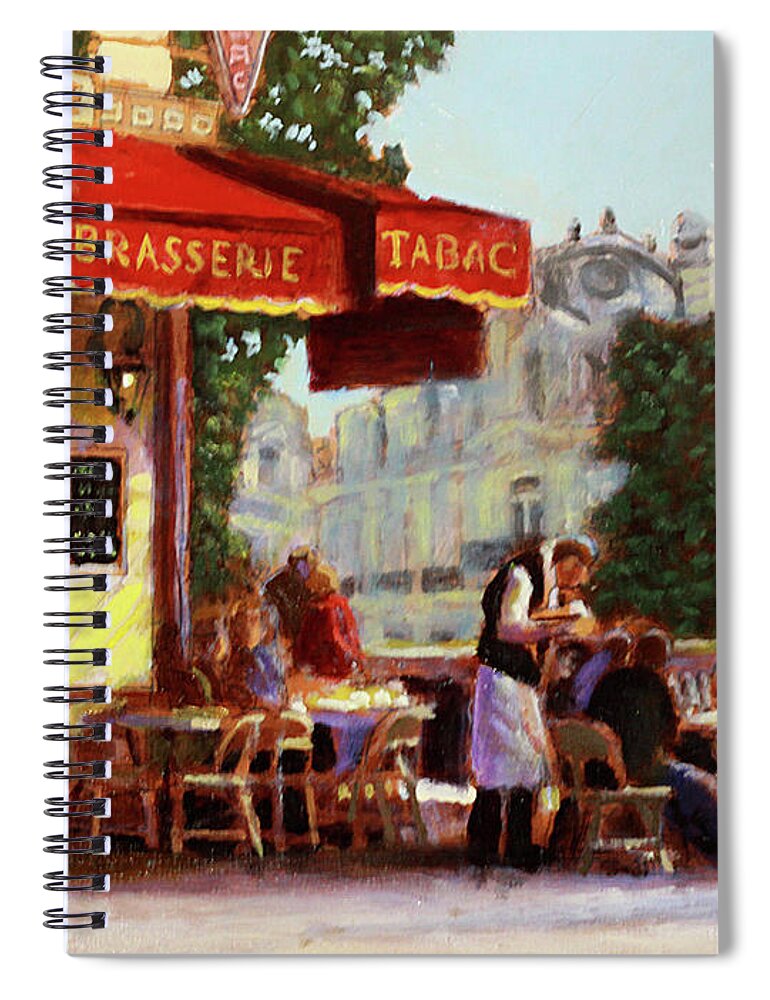 Outdoor Cafe Spiral Notebook featuring the painting Pomme Frites by David Zimmerman
