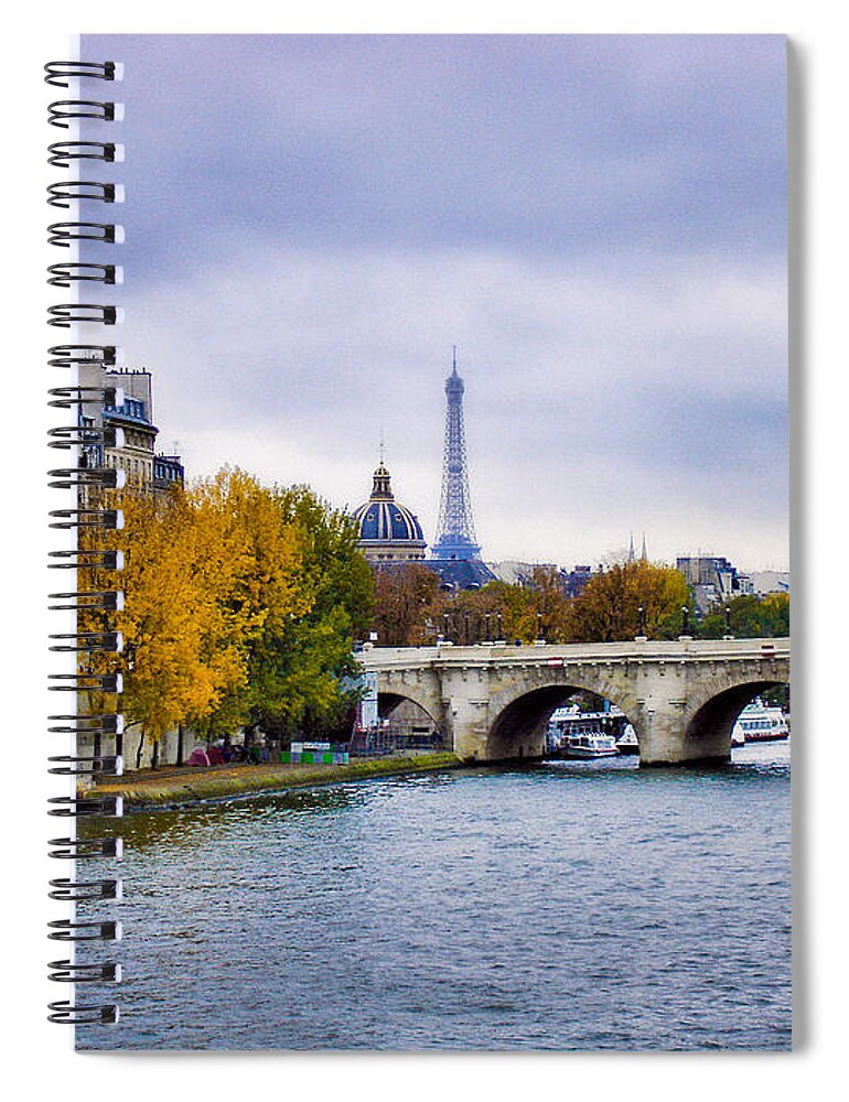 Pont Spiral Notebook featuring the photograph Pont Neuf View of Eiffel Tower by Robert Meyers-Lussier
