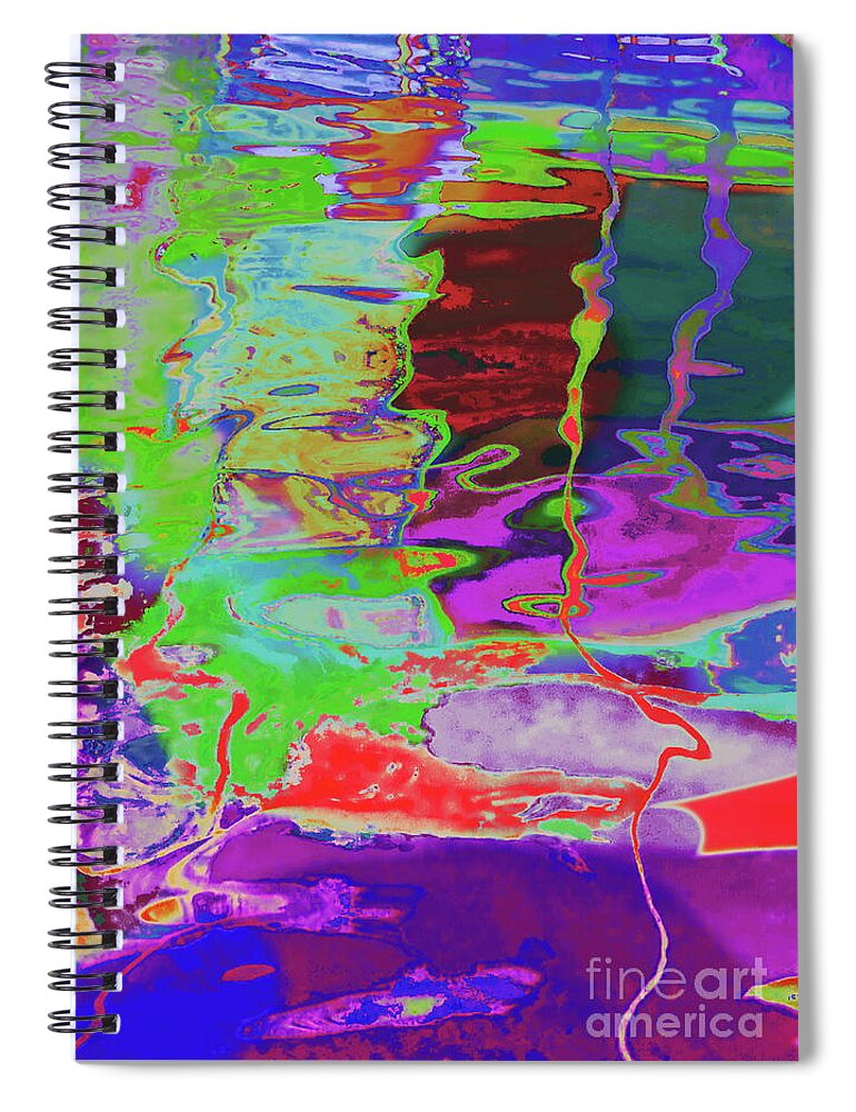 Art Photo Outrageous Colors Abstract Patterns Spiral Notebook featuring the photograph Pool surface reflections by Priscilla Batzell Expressionist Art Studio Gallery