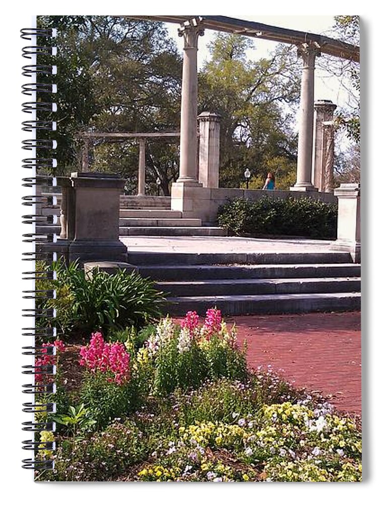 Popp Fountain Spiral Notebook featuring the photograph Popp Fountain Brickway Path by Deborah Lacoste