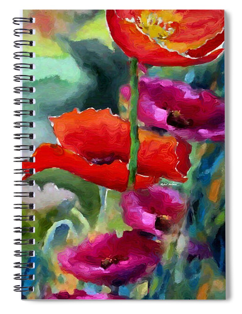 Rafael Salazar Spiral Notebook featuring the painting Poppies in watercolor by Rafael Salazar