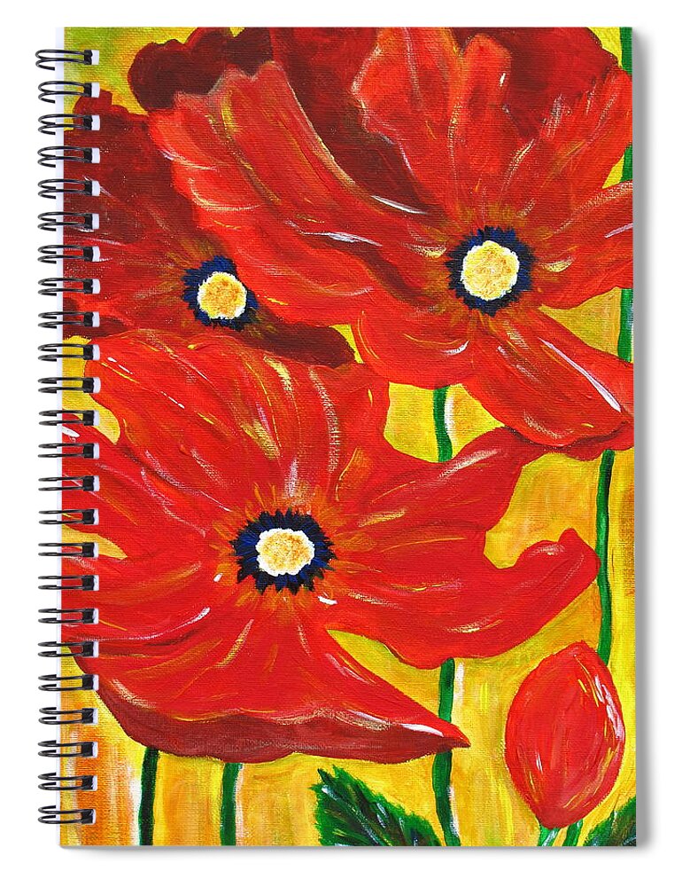 Poppies Spiral Notebook featuring the photograph Poppies Painting by Linda Larson