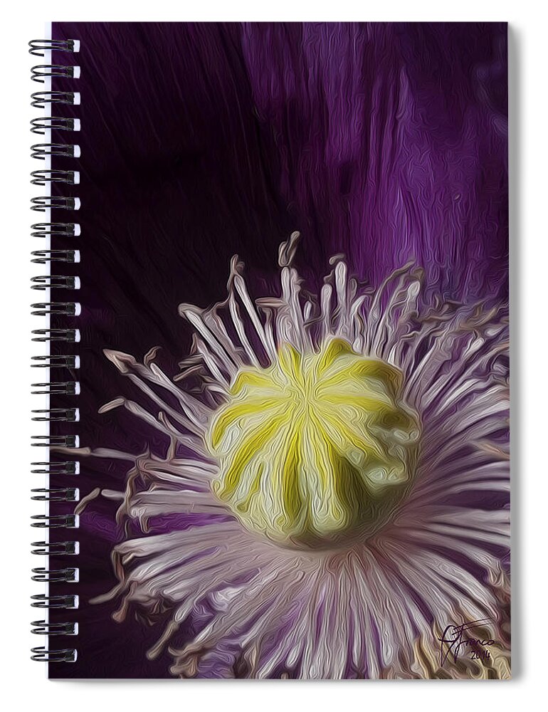 Floral Spiral Notebook featuring the digital art Poppy heart by Vincent Franco